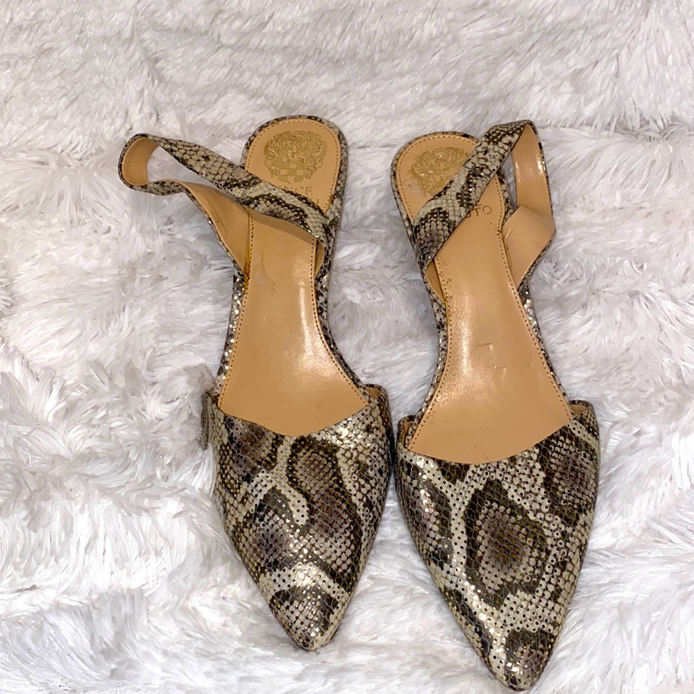 Vince camuto snake print with gold specks. Size 41. Fits perfectly. Kitten heel